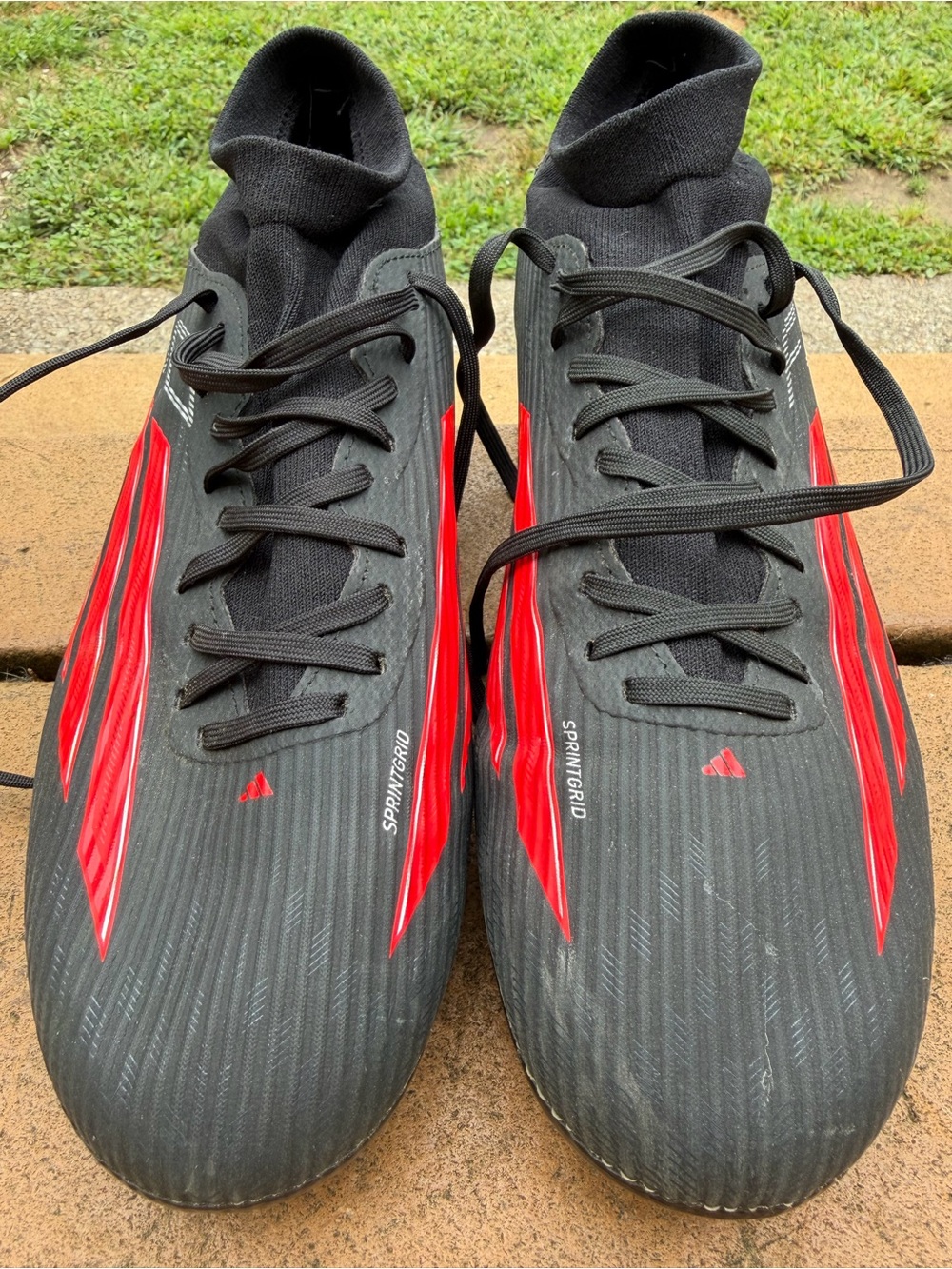 adidas Black and Red Sprintgrid Soccer Cleats with Ankle Collar